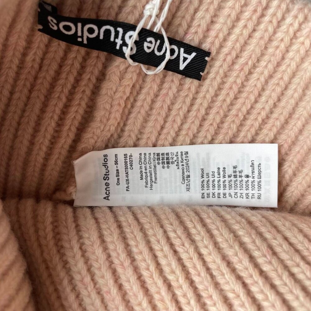 Acne Studios Light Pink Wool Face Patch Beanie Co… - image 3